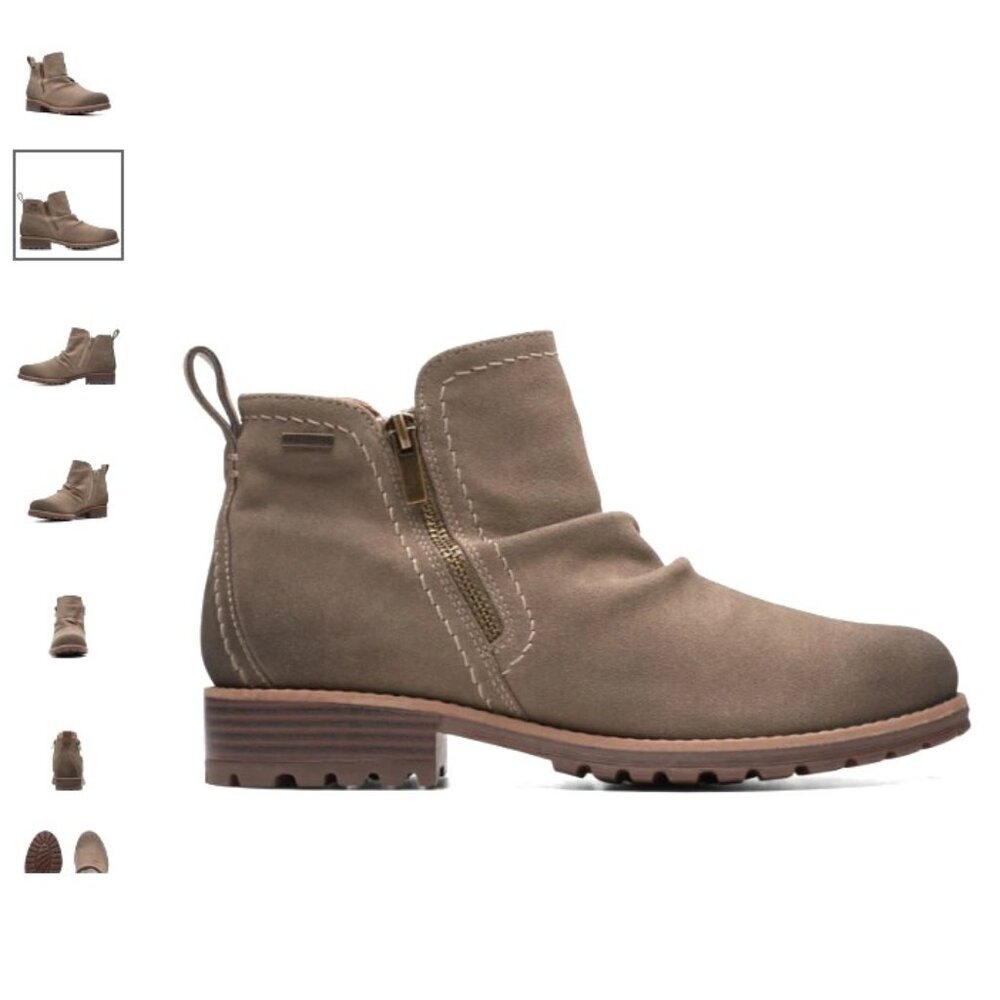 Clarks‎ Aspra Walk Waterproof Taupe Suede Boots Women’s Size 7.5
